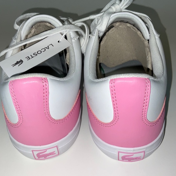 NIB Women’s Lacoste Lerond Sneakers White & Pink Size 6 - Picture 3 of 6